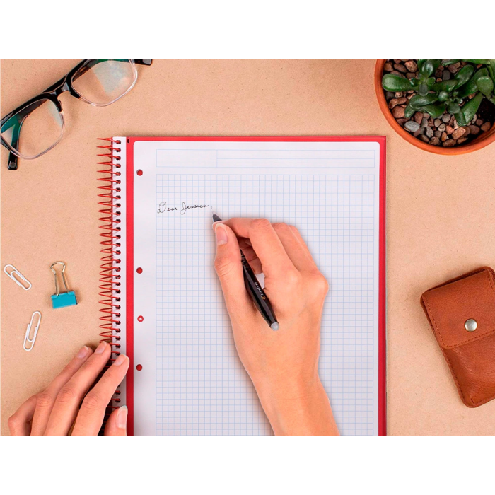 Antartik Cuaderno espiral A4 micro rosa claro, tapa forrada, 80h, 90 gr, cuadro 5mm, 4 taladros 8