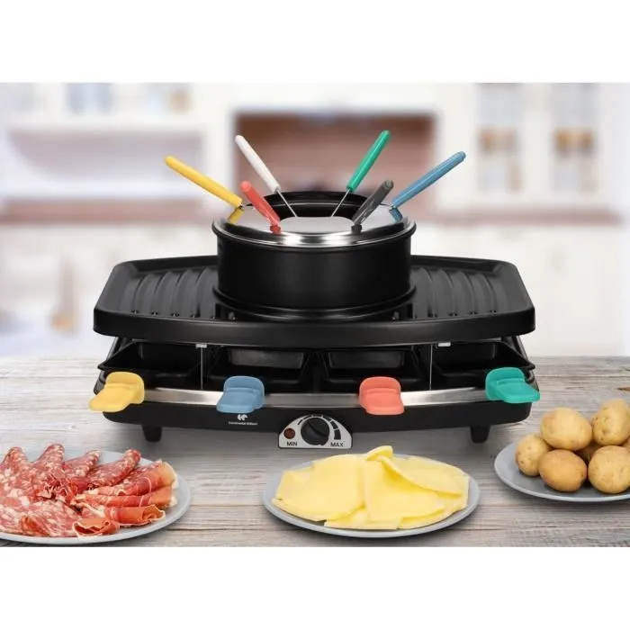 Continental Edison FD12881 Raclette y Fondue para 8 Personas - Negro 1