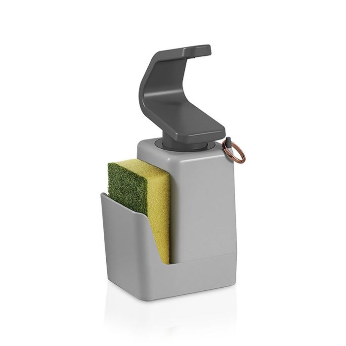 Metaltex Dispensador de jabón con estropajero 'soap-tex' plástico ABS, base antideslizante, colgador de anillos, 11x8x22cm