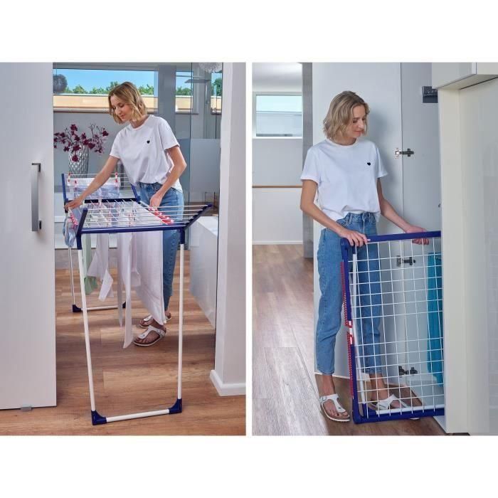 Leifheit Pegasus 160 Solid Slim Secadora Independiente con Patas – Tendedero de Ropa 16m – Alas Altura 1.07m Ropa Larga – 2 Soportes Ropa Pequeña 3