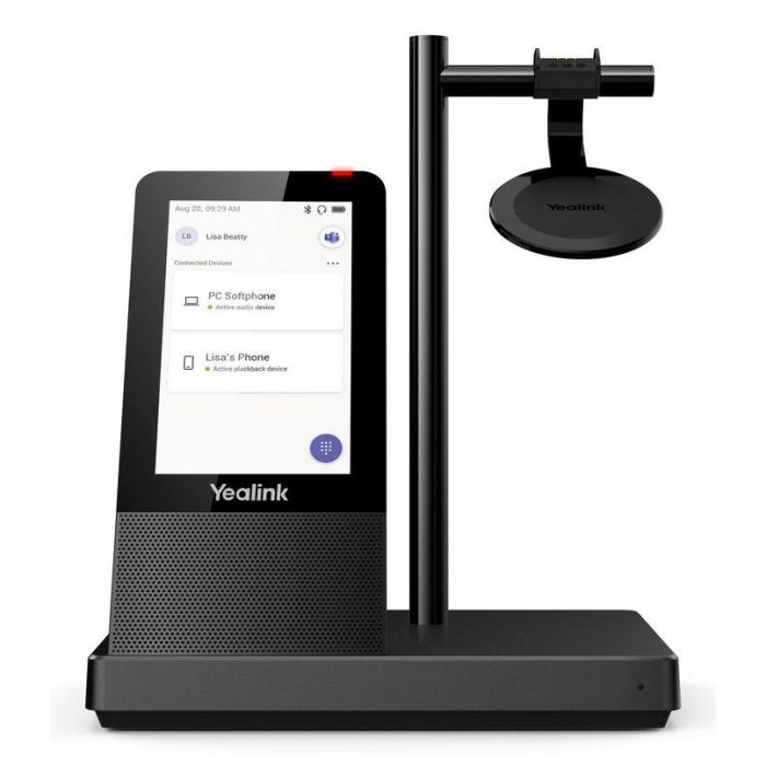 Yealink WH66 Mono Teams - Auriculares Inalámbricos DECT UC Workstation con Pantalla Táctil, Conectividad Multi-dispositivo y Tecnología Acoustic Shield para Microsoft Teams