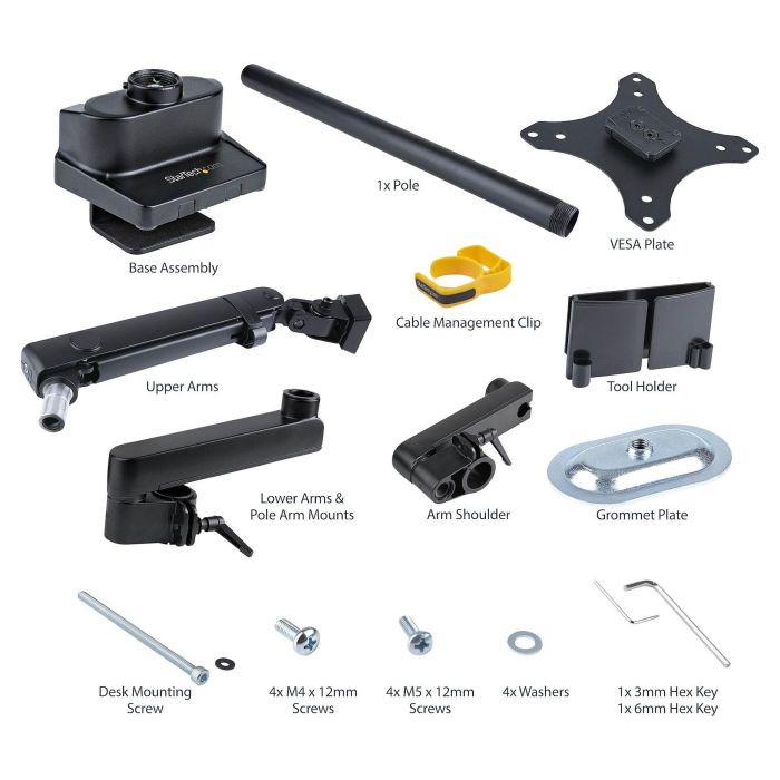StarTech Brazo de Sobremesa VESA para Monitor Hasta 40" (101.6 cm) 8 kg - Soporte Monitor Negro con Resorte - Ajuste sin Herramientas, 75x75/100x100 mm