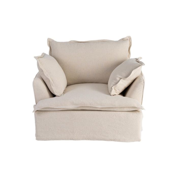 Sillón Beige Madera / Tejido Salón 115 X 109 X 97 cm