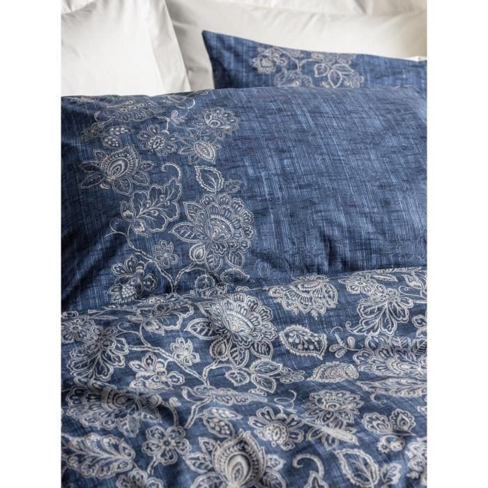 Juego de cama - 1 funda nórdica 220x240 cm + 2 fundas de almohada 60x60 cm - 100% algodón - Azul 1 Juego de cama - 1 funda nórdica 220x240 cm + 2 fundas de almohada 60x60 cm - 100% algodón - Azul 1