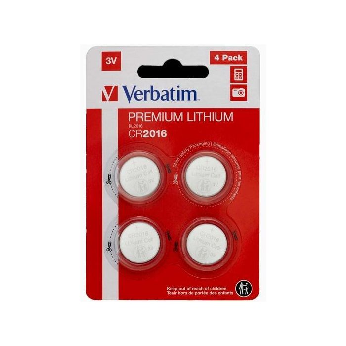 Verbatim Pilas Planas De Litio 3 V - Cr2016 4 Pack Verbatim Pilas Planas De Litio 3 V - Cr2016 4 Pack
