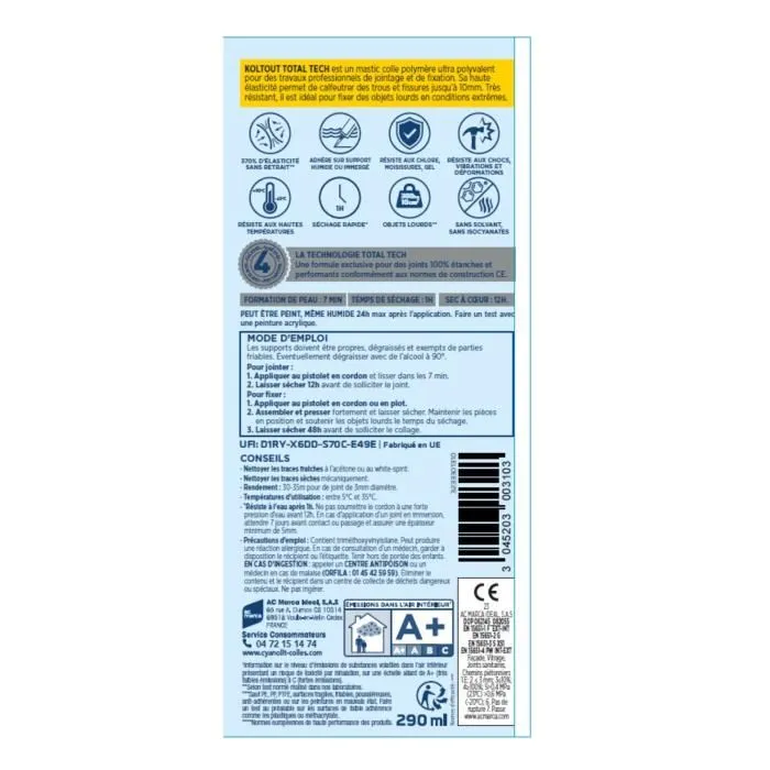 Cyanolit Adhesivo fijador y sellador CYA3045203003127 Negro Cartucho 290 ml Multiusos Alta resistencia y flexible 1