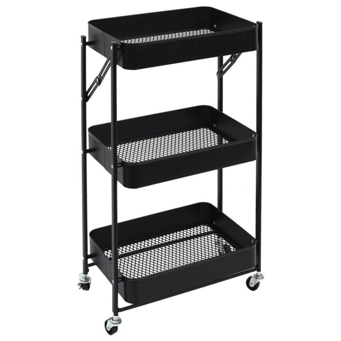 Home Deco Factory Mesa Camarera Plegable con 3 Baldas y Ruedas 45x30 cm 0 Home Deco Factory Mesa Camarera Plegable con 3 Baldas y Ruedas 45x30 cm 0