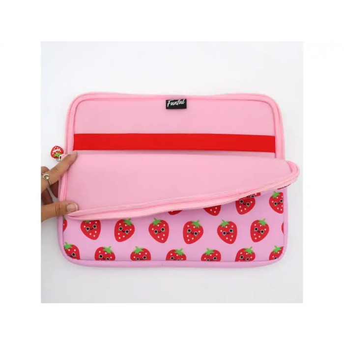 Wondee Funda para portátil 12" con divertido estampado de fresa, protección acolchada 2