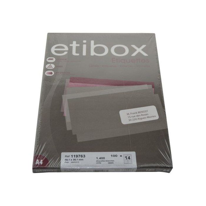 Etiquetas Adh.Impr. A4 Blanca Caja 100H C.Romos 99,1X38,1 Mm 1.400 Uds.