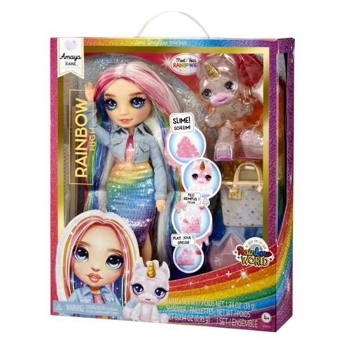 Muñeca Rainbow High Fashion con kit Slime y mascota - Amaya (Arco Iris) - Muñeca Glitter de 28 cm con kit Slime 5