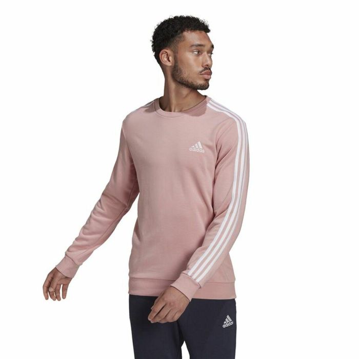 Sudadera sin Capucha Hombre Adidas Essentials French Terry 3 Stripes Rosa 3