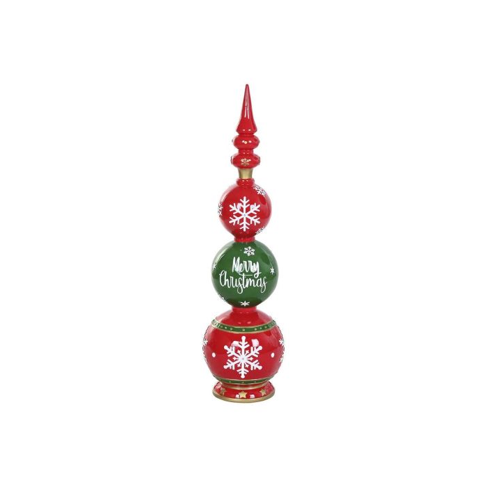 DKD Home Decor Figura Navidad Tradicional con LED integrado de Resina Rojo Verde, 30x30x109 cm (funciona con 3 pilas AA)