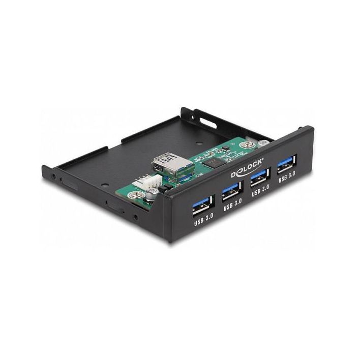 Delock 3.5" Interno USB 3.2 Gen 1 Hub 4 Puertos, 5 Gbit/s, VIA VL817, Panel E/S, Metal Negro 1 Delock 3.5" Interno USB 3.2 Gen 1 Hub 4 Puertos, 5 Gbit/s, VIA VL817, Panel E/S, Metal Negro 1