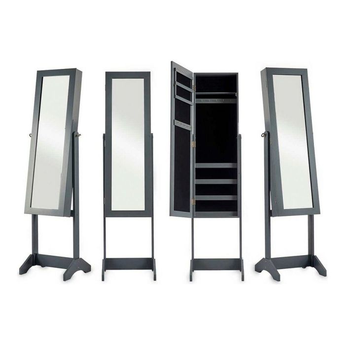 Espejo de pie Gift Decor Gris Tela Cristal MDF Madera MDF 36 x 140 x 36,5 cm Rectangular Joyero de Pie 3