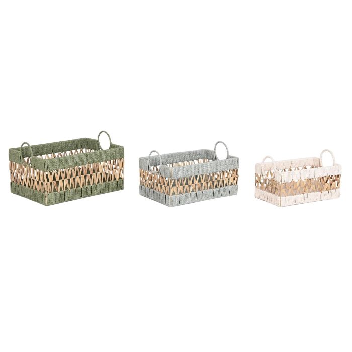 Cesta Tropical DKD Home Decor Verde Blanco 30 x 26 x 43 cm Set de 3 (2 Unidades) 0 Cesta Tropical DKD Home Decor Verde Blanco 30 x 26 x 43 cm Set de 3 (2 Unidades) 0