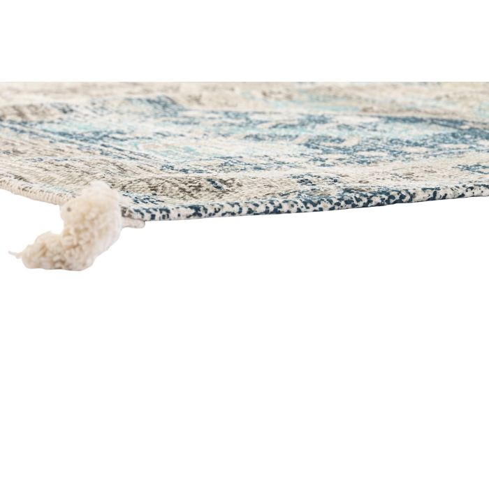 DKD Home Decor Alfombra Árabe Colección Casablanca de Poliéster Hecha a Mano con Flecos Azul Beige 900 gsm 180x120 cm 3 DKD Home Decor Alfombra Árabe Colección Casablanca de Poliéster Hecha a Mano con Flecos Azul Beige 900 gsm 180x120 cm 3