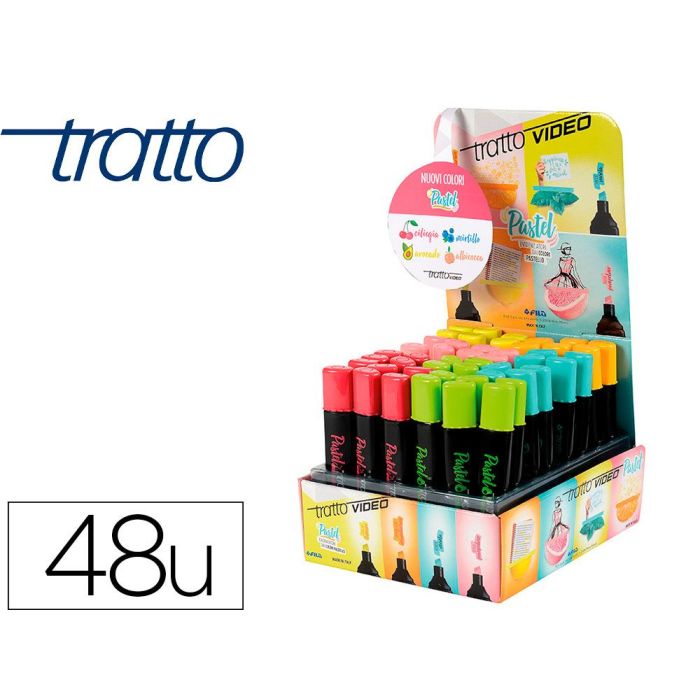 Rotulador Tratto Video Pastel Fluorescente Expositor De 48 Unidades Colores Surtidos