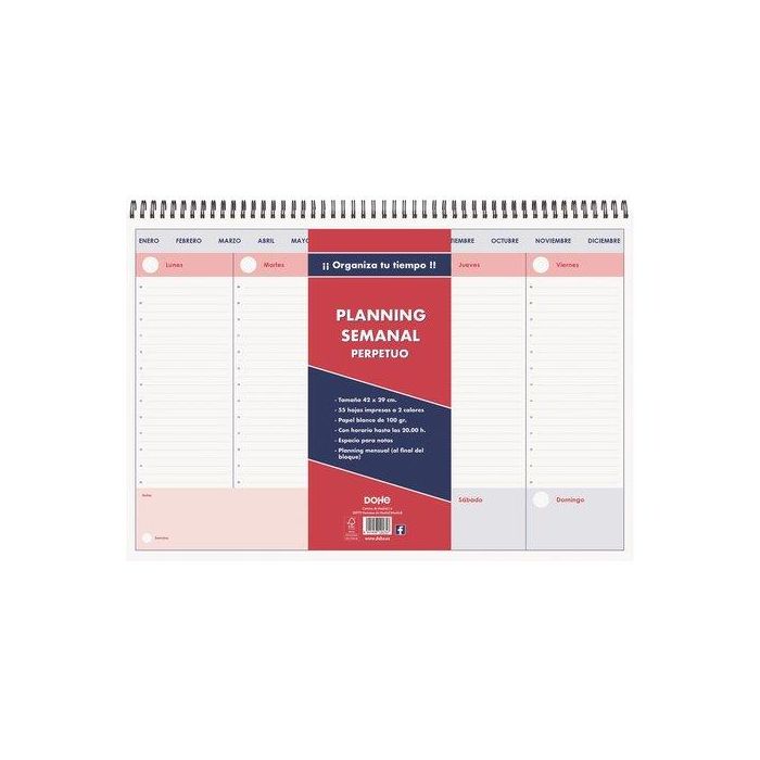 Agenda Dohe Planning Sobremesa Perpetuo Wire-O Tapa Dura A3 Apais. 420X297 S/V
