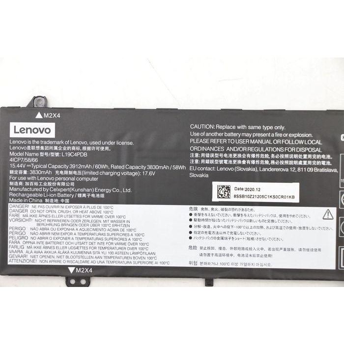 Lenovo 4-cell notebook battery, 60Wh capacity, 15.44V voltage, compatible with Lenovo laptops, lightweight design. 4 Lenovo 4-cell notebook battery, 60Wh capacity, 15.44V voltage, compatible with Lenovo laptops, lightweight design. 4