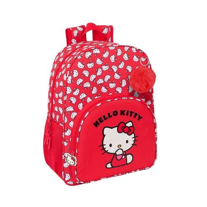 Mochila Escolar Hello Kitty Iconic Blanco Rojo 33 x 42 x 14 cm