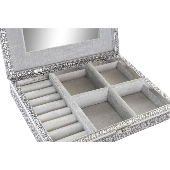 DKD Home Decor Joyero Indio de Madera y Aluminio Plateado/Natural 20 x 5.4 x 27.5 cm 3