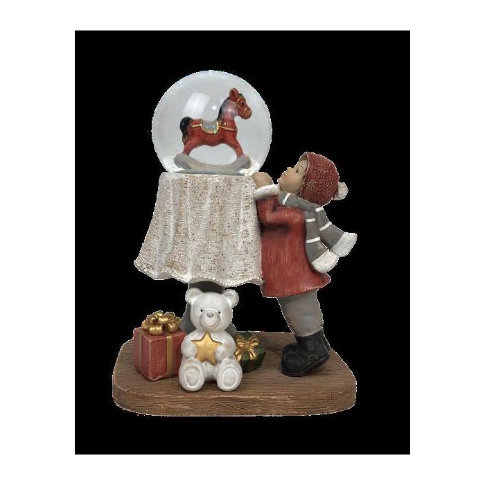 DKD Home Decor Figura Navidad Tradicional Resina Gris Rojo - Decoración Navideña Ancho 12.5, Largo 9.5, Alto 16 cm (2 Unidades)