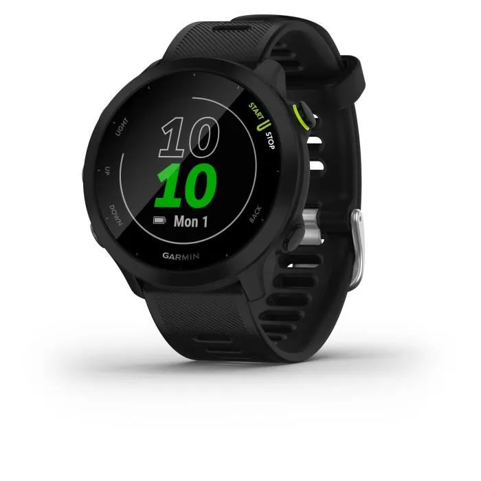 Garmin Forerunner 55 Reloj GPS, Pantalla Digital 1.04" 208 x 208 Pixeles, 42 mm, Silicona Negra 2