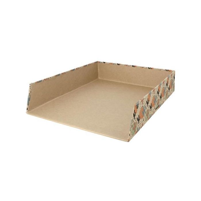 Grafoplás Bandeja Sobremesa Forrada Uninature Cactus Kraft Reciclado Soft Tacto FSC 335x245x70 mm