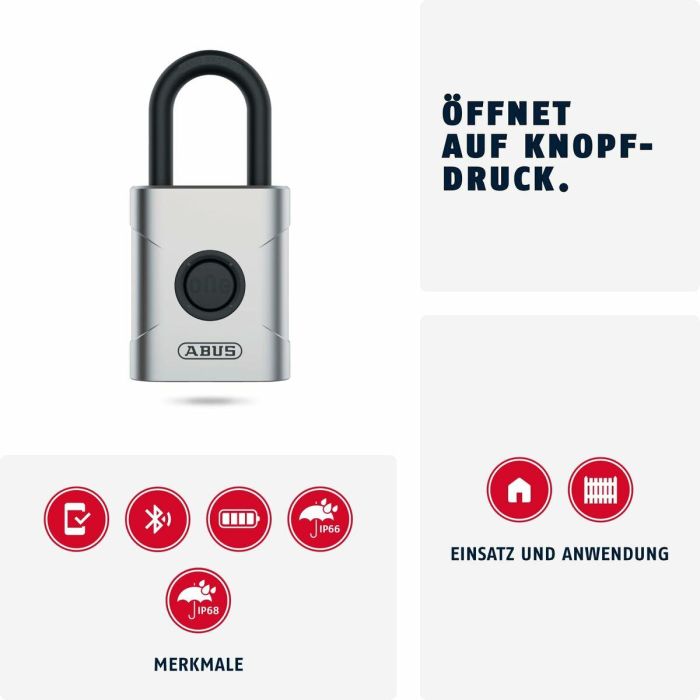 Abus ABU4003318991929 Candado de seguridad inteligente EVEROX One 61/50 mm con Bluetooth 6