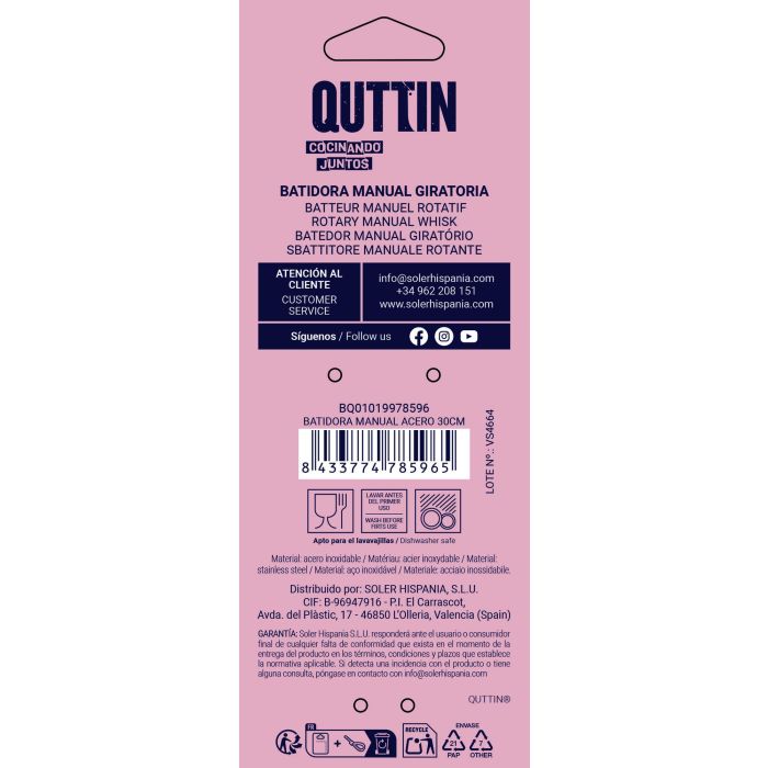 Batidora Manual Acero 30Cm Quttin (24 Unidades) 11 Batidora Manual Acero 30Cm Quttin (24 Unidades) 11