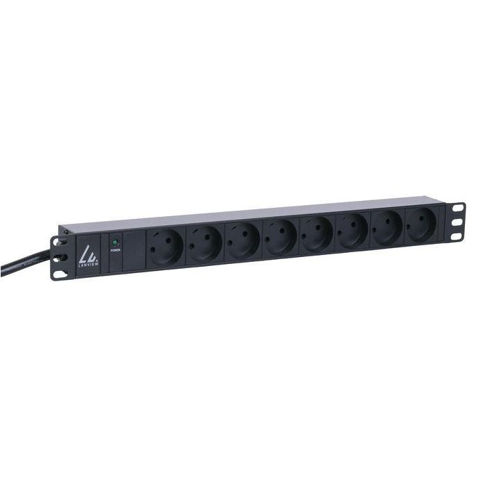 Lanview 19'' rack mount power strip, 3m, 16A with 8 x Danish type K grounded sockets 1 Lanview 19'' rack mount power strip, 3m, 16A with 8 x Danish type K grounded sockets 1