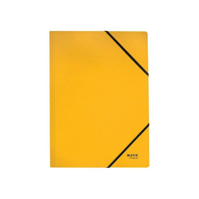 Leitz 39080015 Carpeta de cartón con gomas A4 100% reciclado amarillo, Climate neutral, Blue Angel