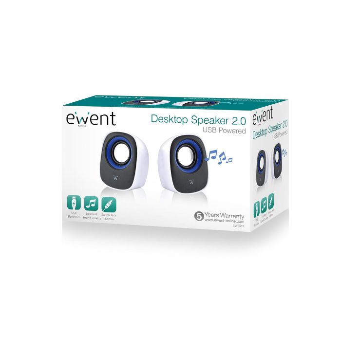 Ewent Altavoz Ew3513 Estéreo 2.0 5W RMS USB, Conexión 3.5mm para PC, Smartphone, Tablet 2