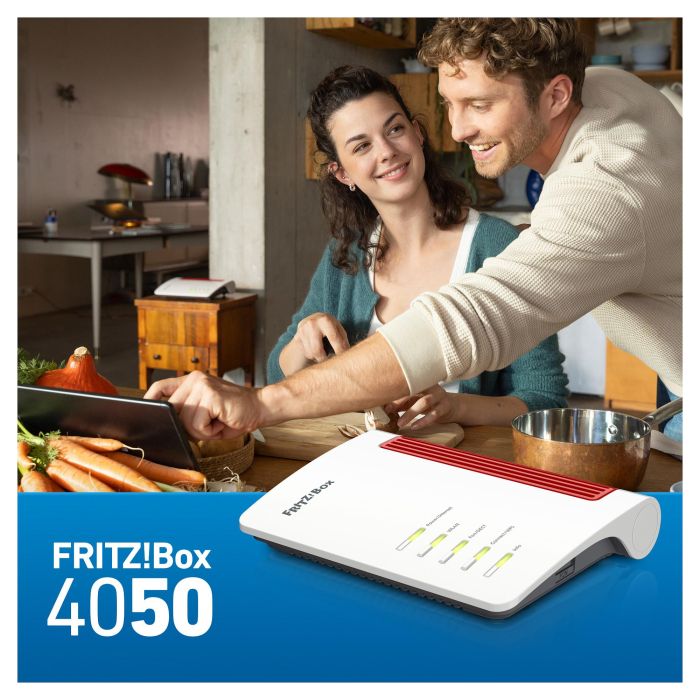 AVM Fritz!Box 4050 AX Wifi-6 Doble Banda 2.4 GHz / 5 GHz Router de Escritorio Enrutador Negro Blanco 4