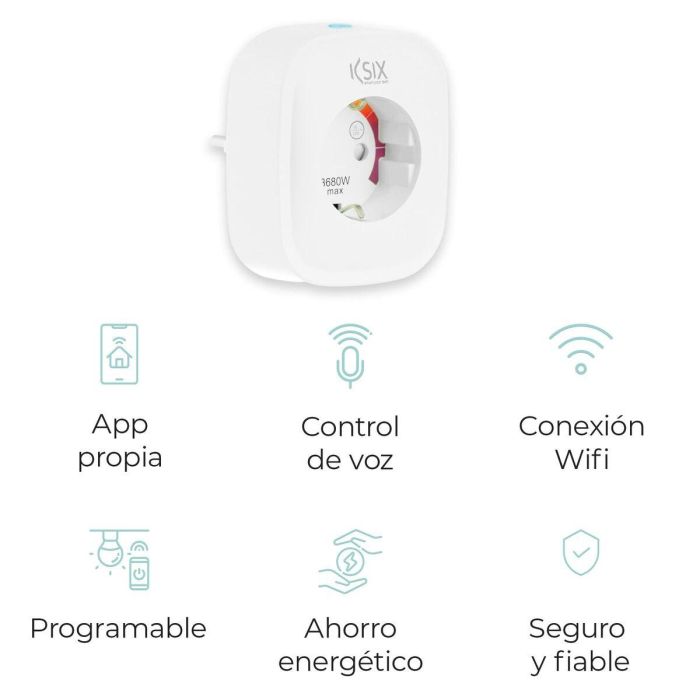 Enchufe Inteligente KSIX Smart Energy Slim WiFi 250V Blanco 8 Enchufe Inteligente KSIX Smart Energy Slim WiFi 250V Blanco 8