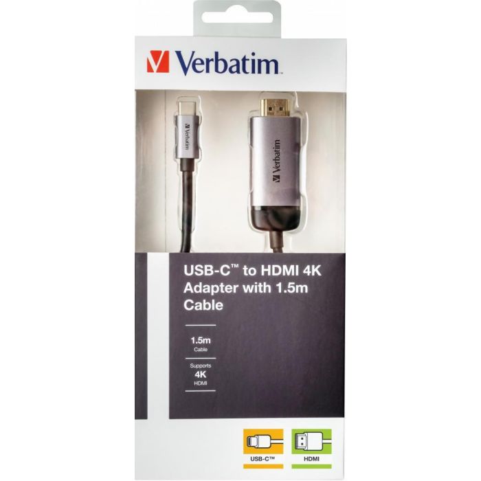 Verbatim USB-C, HDMI, 63 g, 55 x 24 x 10 mm, 1.5 m, 5 - 40 °C 1 Verbatim USB-C, HDMI, 63 g, 55 x 24 x 10 mm, 1.5 m, 5 - 40 °C 1