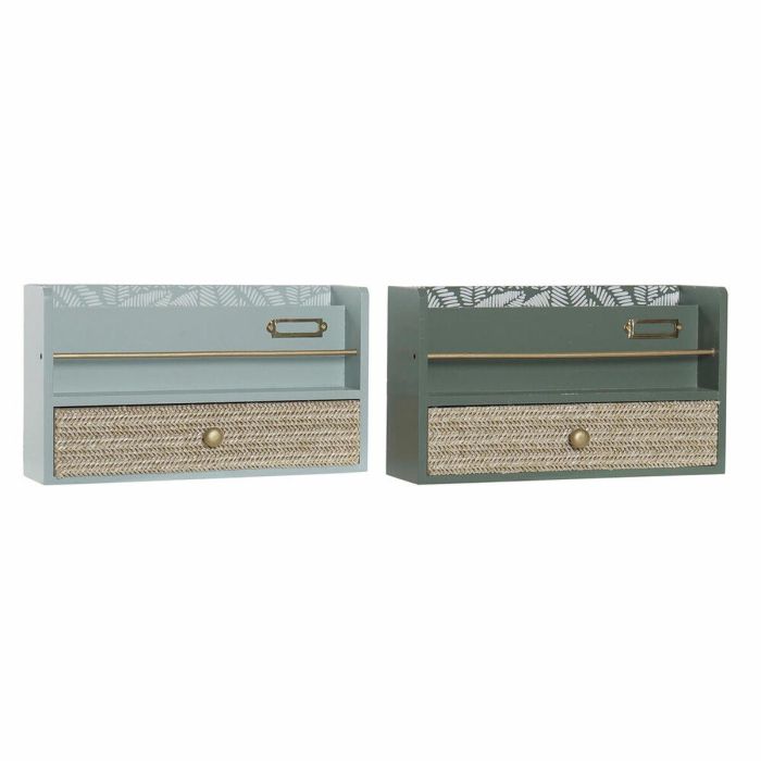 Organizador Tropical DKD Home Decor Verde Menta Verde Oscuro 9 x 17 x 30 cm (2 Unidades)