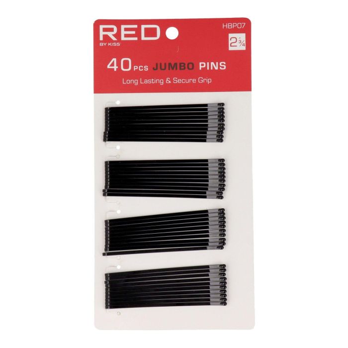 Red Kiss Jumbo Pins 40 Pcs Black - Fácil de insertar y eliminar sin dañar el cabello
