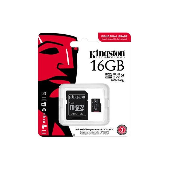Kingston Tarjeta Memoria Industrial microSDHC 16 GB, Clase A1, V30, UHS-I U3, hasta 100 MB/s, para entornos extremos 2