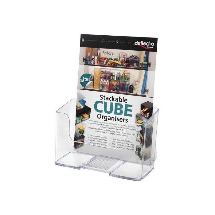 Portafolletos Sobremesa Deflect-O A5 Vertical 1 Compartimento Respaldo Alto Cristal