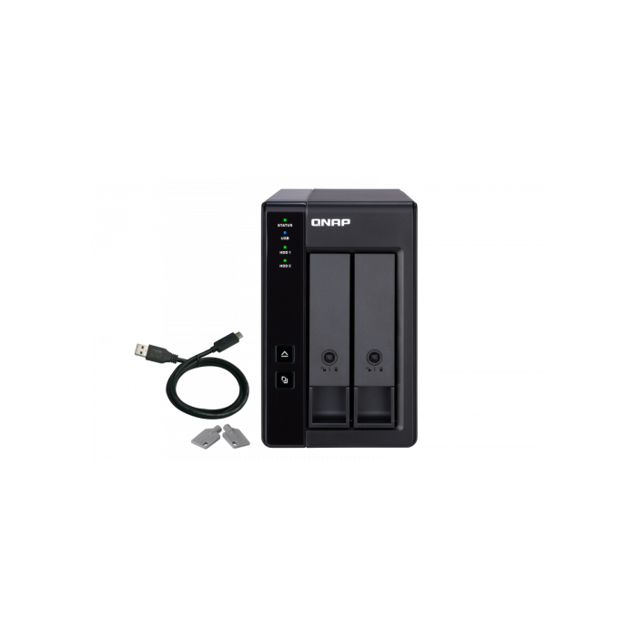 QNAP TR-002 DAS Caja de Expansión de Almacenamiento 2 Bahías 3.5"/2.5" SATA USB-C 3.2 Gen 2 con RAID de Hardware Tipo Torre
