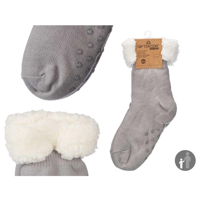 Calcetin Sherpa Infantil Gris Claro Giftdecor 15X30CM (12 Unidades) Calcetin Sherpa Infantil Gris Claro Giftdecor 15X30CM (12 Unidades)
