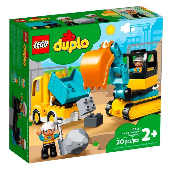 Lego 10931 Set de Construcción Duplo Camión y Excavadora con Orugas, Incluye 2 Figuras de Trabajadores para Niños +2 años