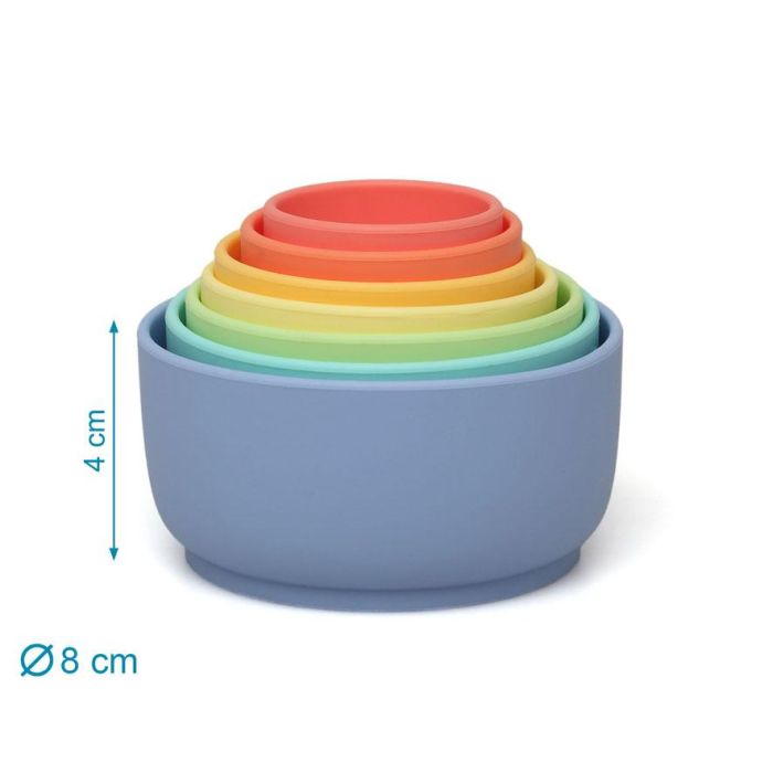 KioKids Set de 7 Cubos Apilables de Silicona para Baño de Bebé +5 Meses Juguete Sensorial Multicolor 3
