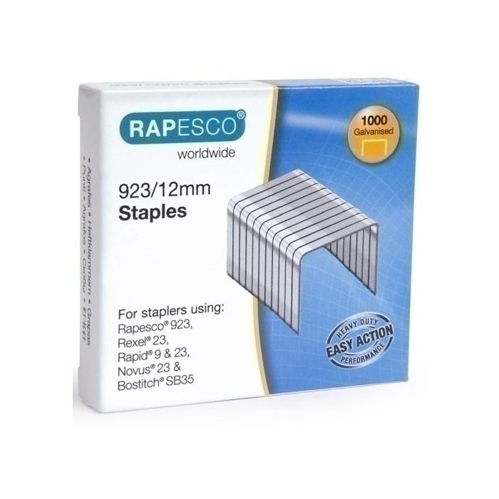 Grapas Rapesco Gran Capacidad 923/12 Mm. Galvanizadas Caja De 1000