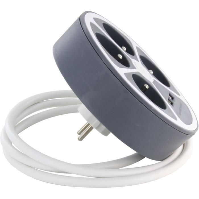 Chacon Multiprise Bureau 16A.250V-Max 3680W 4x16a+2usba cable 1.5m- Color gris-Likerrupter 1 Chacon Multiprise Bureau 16A.250V-Max 3680W 4x16a+2usba cable 1.5m- Color gris-Likerrupter 1