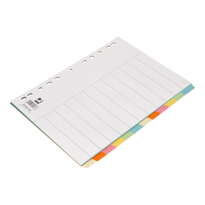 Q-connect Separadores DIN A4 Cartulina Multitaladro Juego 12 Unidades Colores Pastel Índice 6