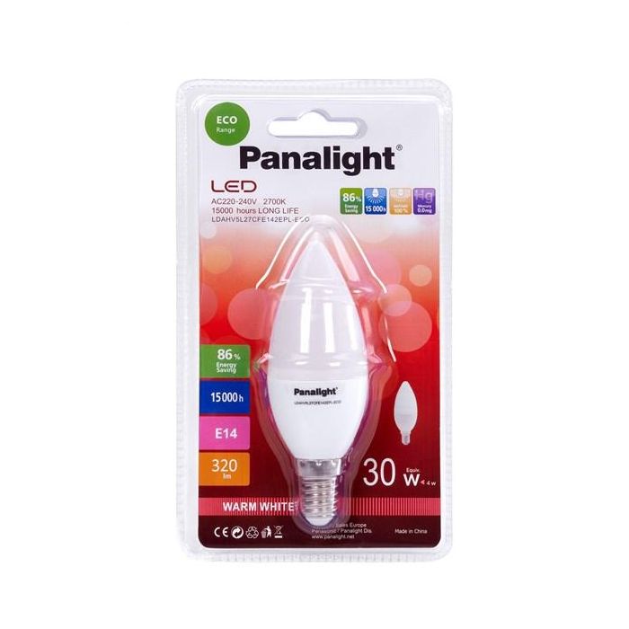 Lámpara Led Vela Frost E14 De 4W 2700K PANASONIC-PANALIGHT LDAHV5L27CFE142EPL-ECO 2