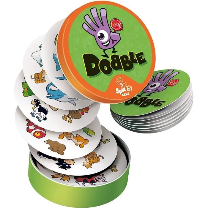 Asmodee Dobble Kids ECO - Juego de cartas ecológico en francés para niños, 30 cartas, 5 minijuegos 4