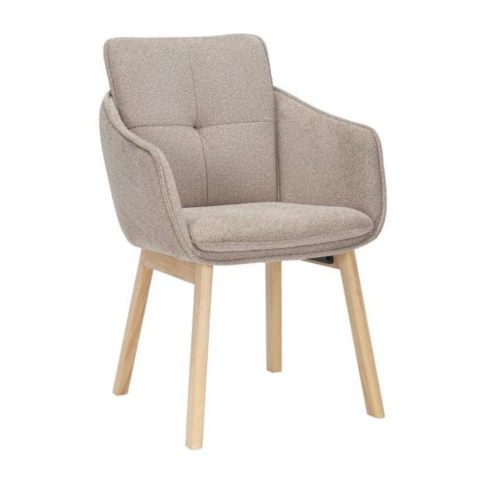 DKD Home Decor Silla Scandi Marrón 60 x 86.5 x 59 cm de Madera de Hevea y Poliéster (2 Unidades)